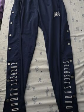 Men's Navy Snap-Front Track Joggers